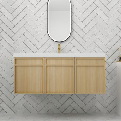 Meuble-lavabo flottant en résine avec porte à fermeture en douceur de 48 po