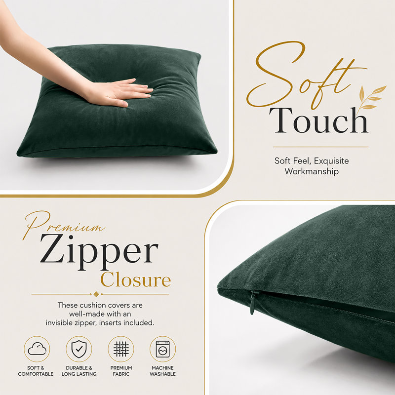 Aldino Square Cushion, Dark Green