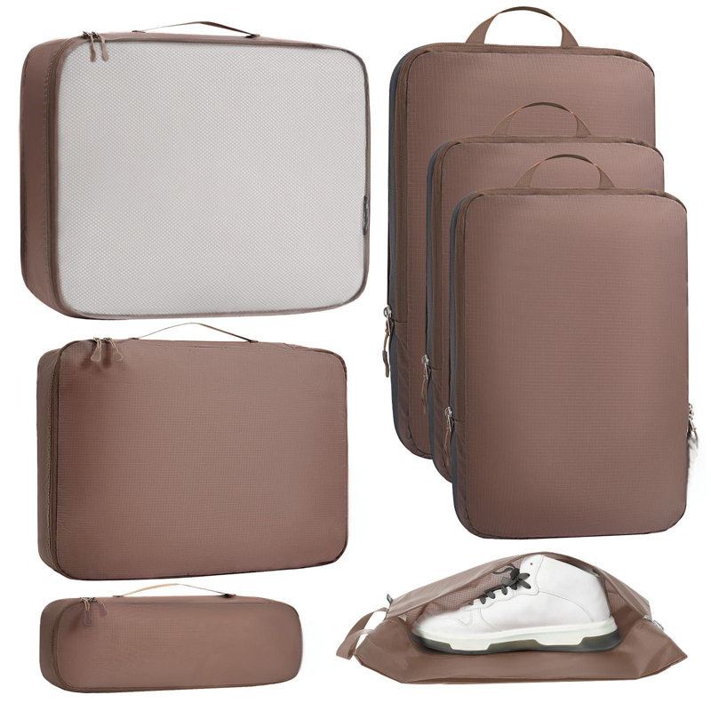 Ultralight Packing Cubes 7 Set, 3 Compression Packing Cubes 3 Packing Organizers With 1 Shoe Bag