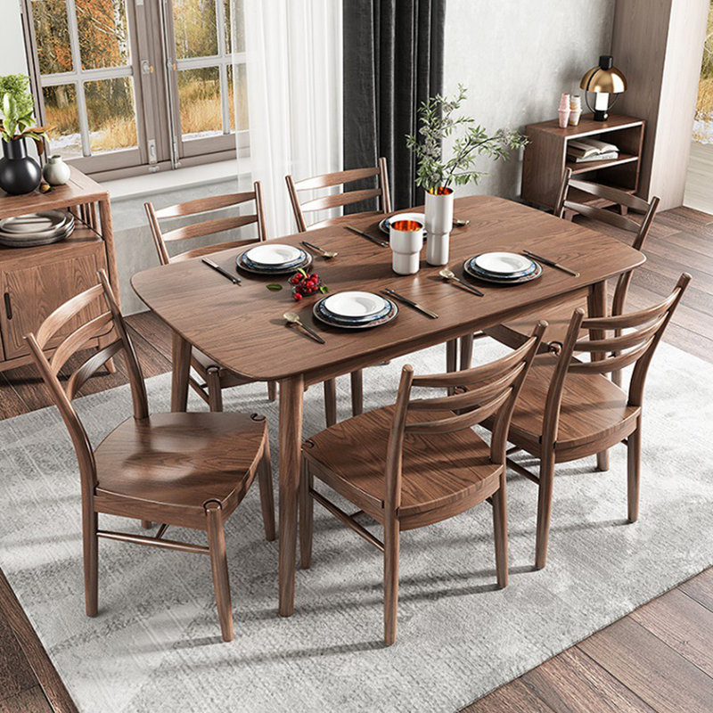 Simple Rectangular Solid Wood Dining Table Sets, 29.5"H x 55.1"L x 31.5"W