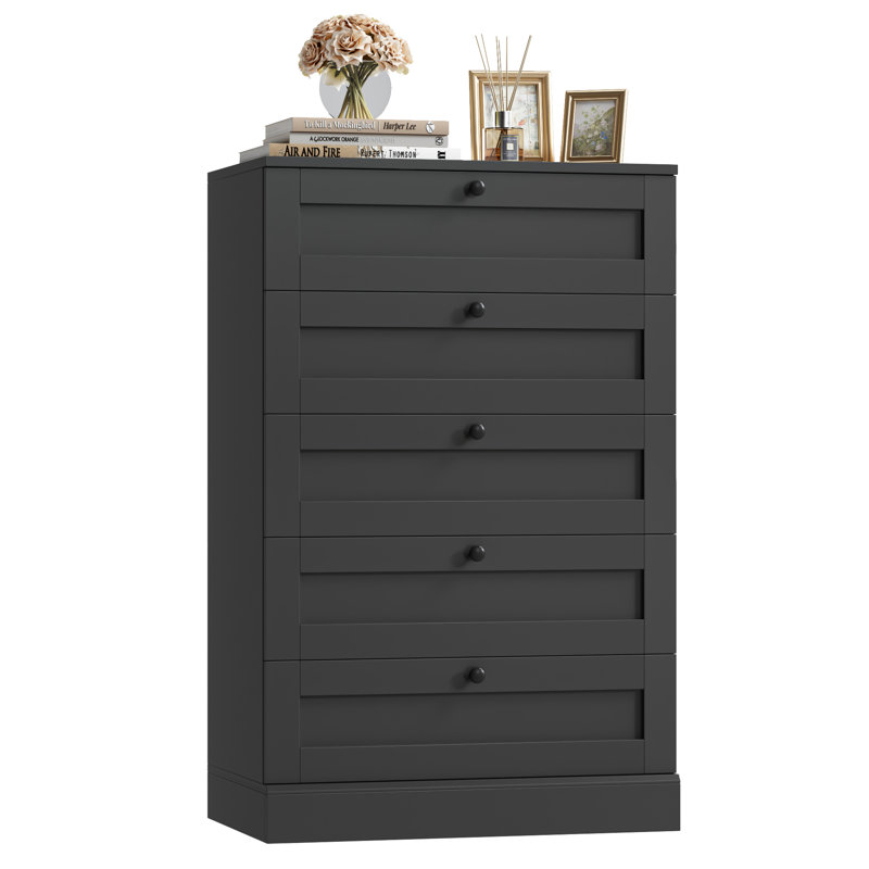 Commode 5 tiroirs Arfon, Noir