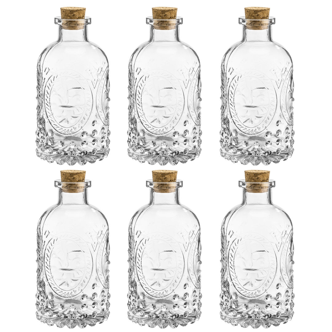6 Piece Clear Glass Decorative Bottles Set (Set of 6) Rosdorf Park 