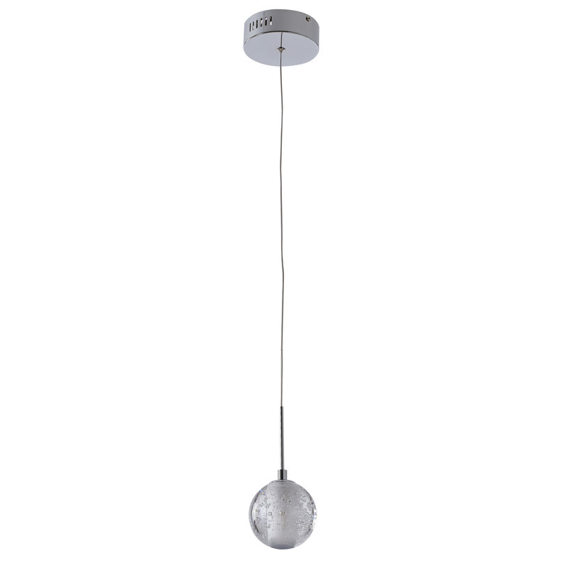 Leonhardt Modern 1 Light Chrome Crystal Pendant, 63.7" H x 4.7" W x 4.7" D