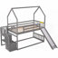 Lit simple superposé avec glissade convertible Escalier de rangement (pas besoin de sommier, bois de pin robuste)-1179923604