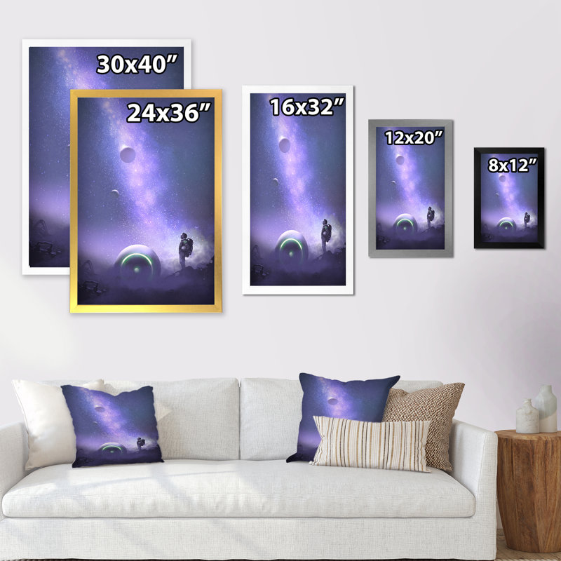 «Video Game Astronaut Lost in Galaxy», reproduction d'art sur toile, H 20 po x l 12 po x P 1 po, Cadre noir