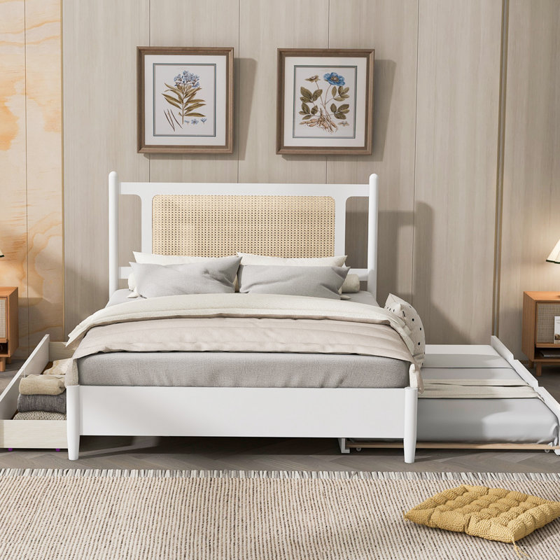 Lit plateforme avec rangement Poler, Blanc