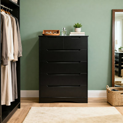 Commode haute Cherea à 6 tiroirs, commode en bois