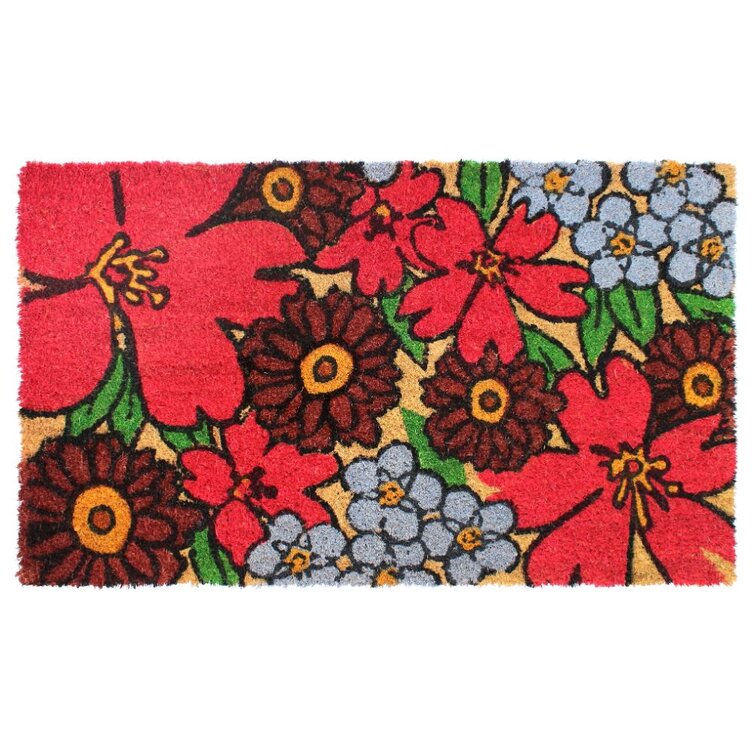 Deconovo PVC Floral Non-Slip Placemats Washable Vinyl Table Mats for Pots  and Pans, 12x18 Inch, Flower-Red