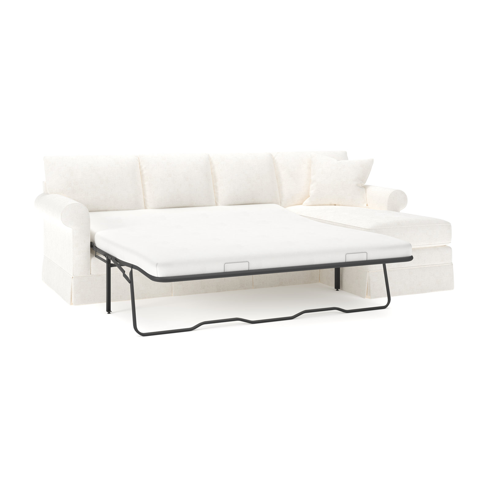 Friedman Sleeper Sectional with Chaise, Bevin Natural Linen Blend, Right Hand Facing
