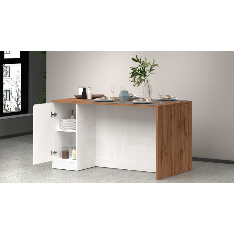 Caymitte Wood Kitchen Island, White/Oak