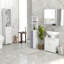 Meuble sous-évier de 61 cm (24 po) avec 2 portes et étagères, meuble-lavabo pour lavabo sur pied, blanc