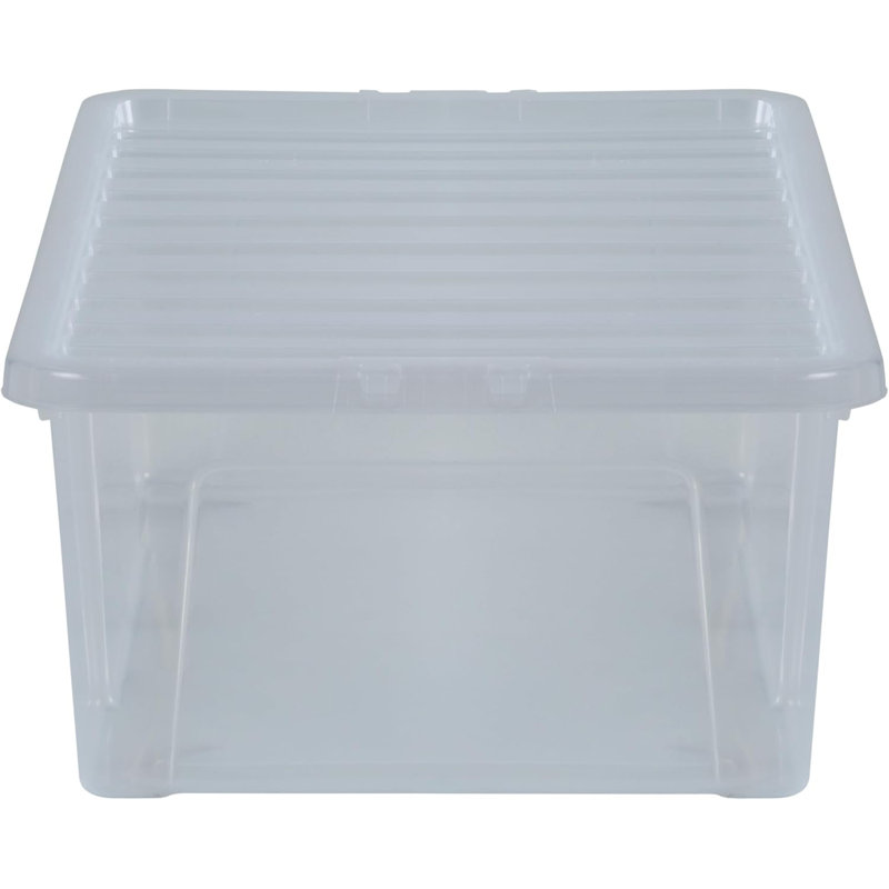 Wham Crystal 68 Liter Storage, Heavy Duty Plastic Storage Box With Lids Home Office Stackable Nestable, Large Storage Boxes With Lids 72 X 48 X 25 Cm - Tint Clear (pack Of 2)