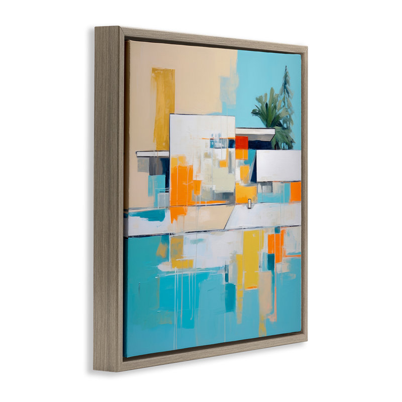«Tropical Abode Abstraction Floater» par Irena Orlov, H 18 po x l 18 po x P 1,7 po, Cadre flottant orme Montalcino