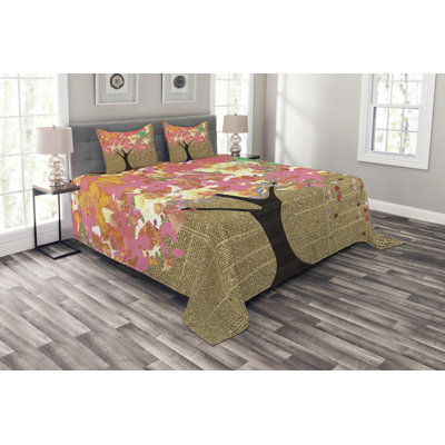 Floral Bedspread with Pillow Shams Included