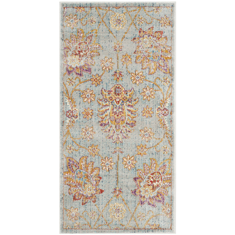 Beausejour Sevilla Viscose Oriental Rug in Blue, Rectangle 2'2" x 4'