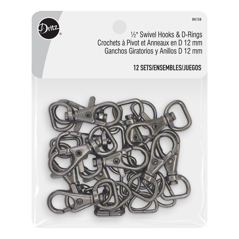 Crochets pivotants et anneaux en D de 1/2 po Dritz, 12 pièces, bronze industriel