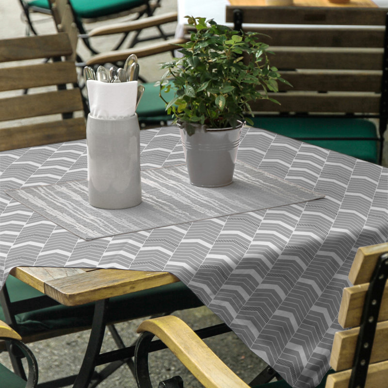 Stephenie Lined Chevrons Tablecloth, Black