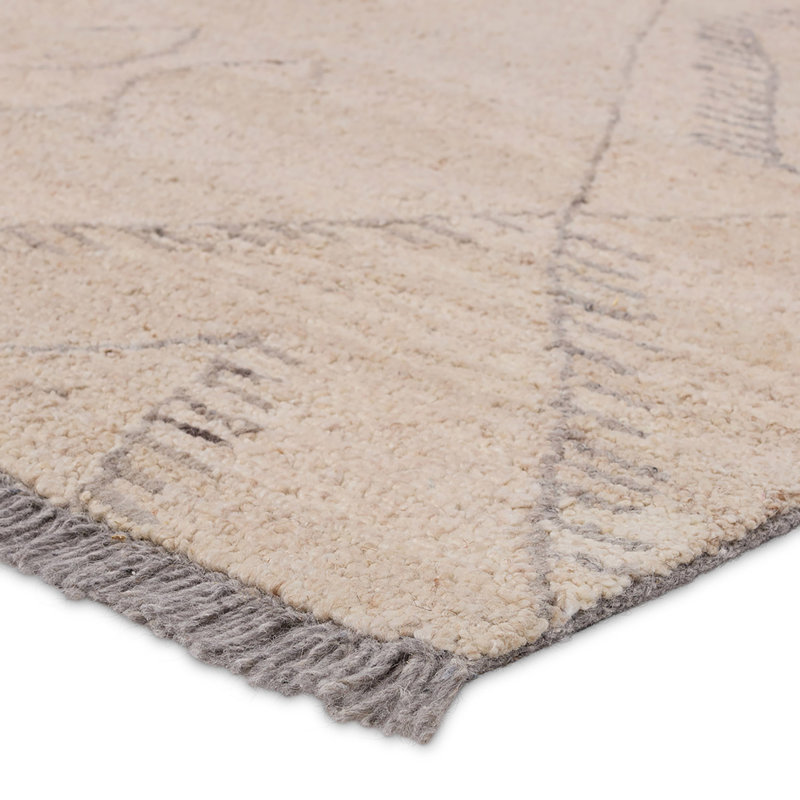 Tapis blanc / gris fabriqué à la main à motif de treillis Anisah par Jordah, Rectangulaire 8 pi x 10 pi
