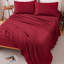 Lit quatre pièces vin rouge avec mélange de coton peau, confortable pour dormir nu, tissu de boulochage, tons de faible saturation, couverture pleine grandeur, impression sécuritaire et combinaison de teinture en nuage