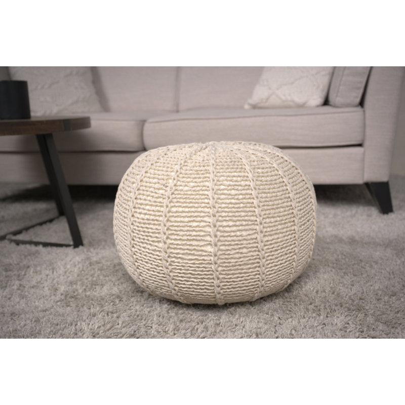 Pouf rond en coton Bordeaux, beige, Beige