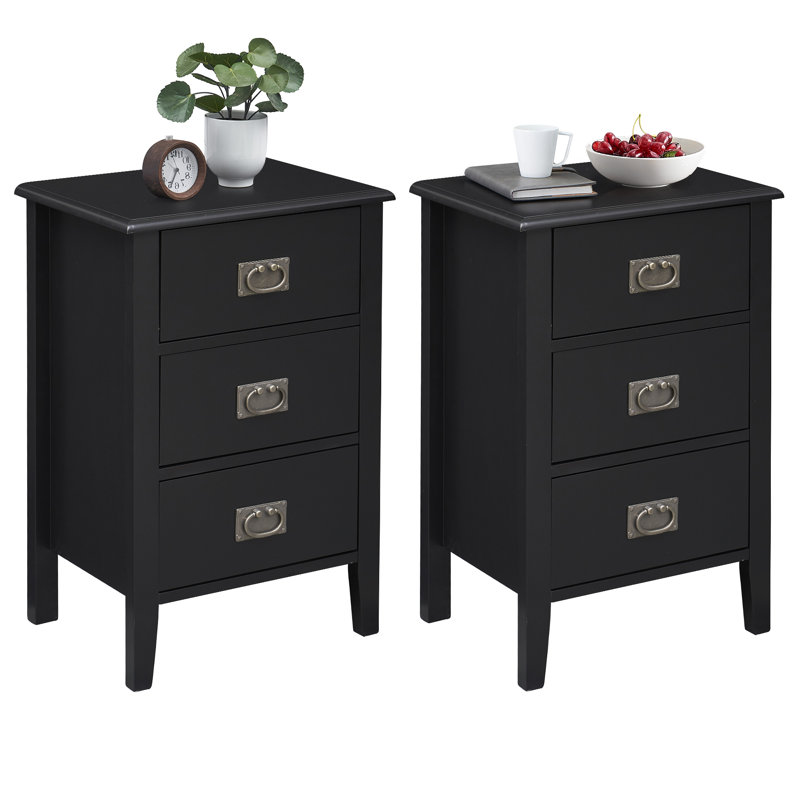 Miramontes 11.8'' W Nightstand, Black, Set of 2