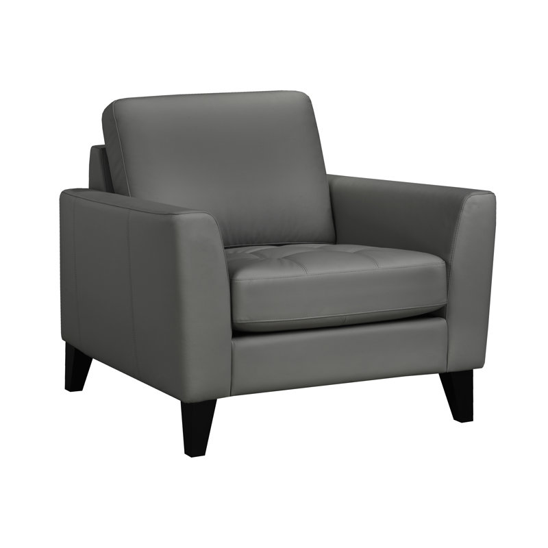 Brunet Armchair, Dark Gray Genuine Leather