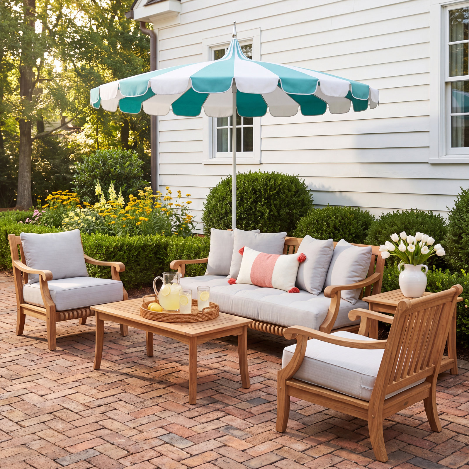 Mabrey 5-Person Teak Complete Patio Set