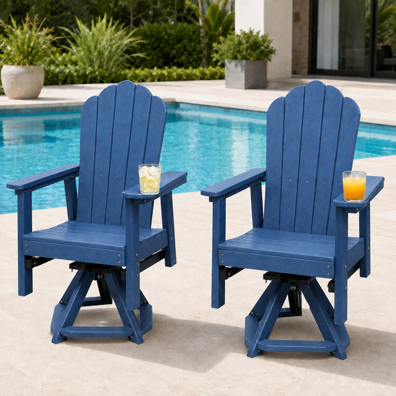 Méridienne pivotante à 360 ° avec structure durable, Marine, Set of 2