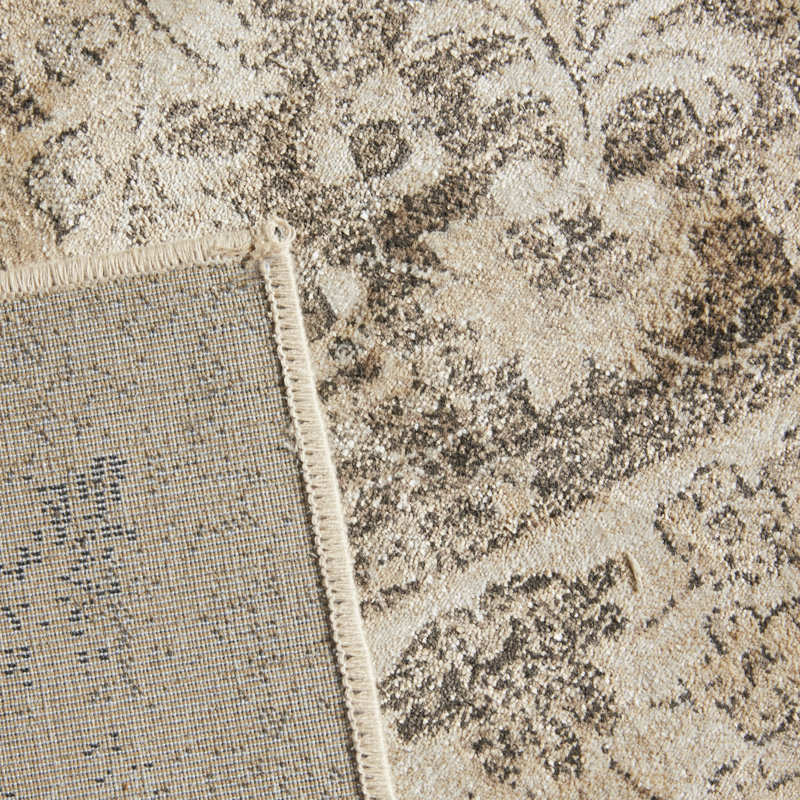 Tapis beige à motif abstrait Evanoff, Carré 6 pi