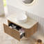 Meuble-lavabo flottant de 36 po avec rebord courbé, rangement en contreplaqué rayé, cuve en céramique blanche et plateau en pierre frittée-1768367544