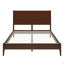 Cadre de lit plateforme en bois de bambou massif de style Mid-Century avec lattes de bois et support en métal de style Mid-Century danois moderne, aucun sommier nécessaire, assemblage facile, chocolat, grand-133671045