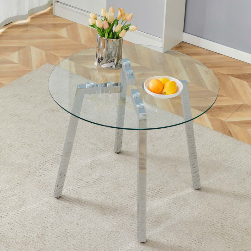 Table basse moderne et luxueuse, table basse en verre trempé, Argent argent, L 36 po x L 36 po