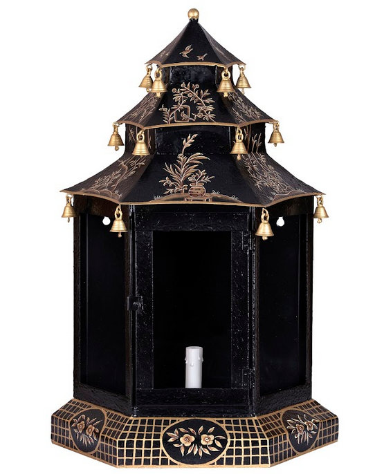 Pagoda Sconce, Black/Gold