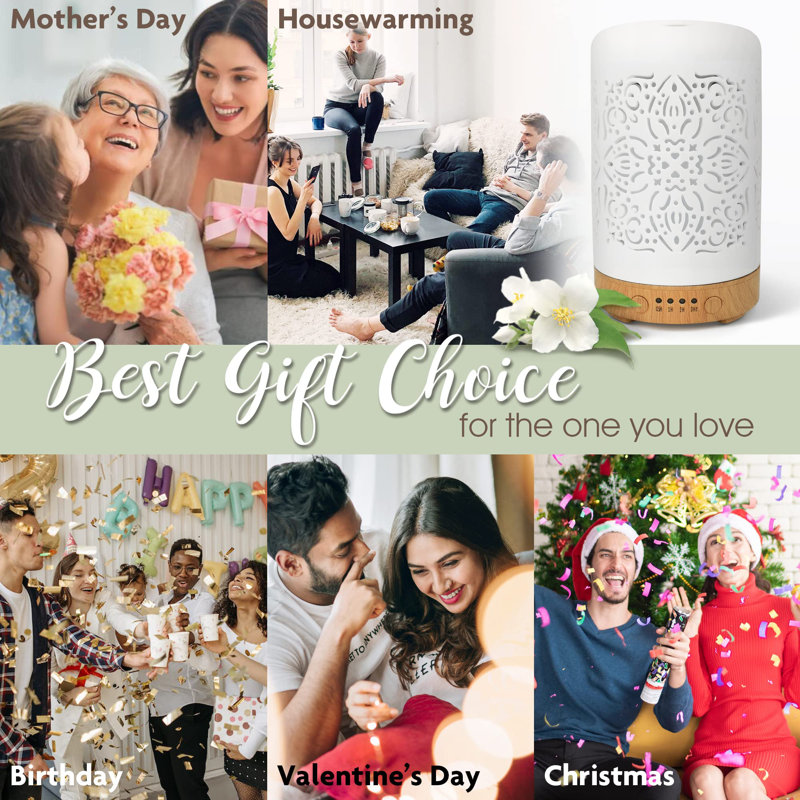 Essential Oil Diffuser White Ceramic Diffuser 100 Ml Timers Night Lights And Auto Off Function Home Office Humidifier Aromatherapy Diffusers For Essential Oils