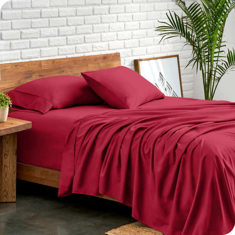 Ensemble de couvre-lit et de draps, Gris clair / rouge, Couvre-lit double TG + 6 pièces supplémentaires