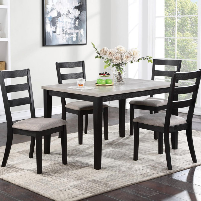 Classic Stylish 5pc Dining Set, Black
