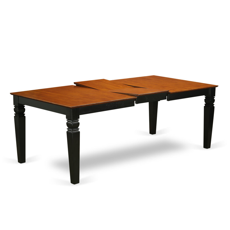 9 Piece Dining Table Set Includes a Rectangle Wooden Table with Butterfly Leaf and 8 Linen Fabric Dining Room Chairs, Black & Cherry