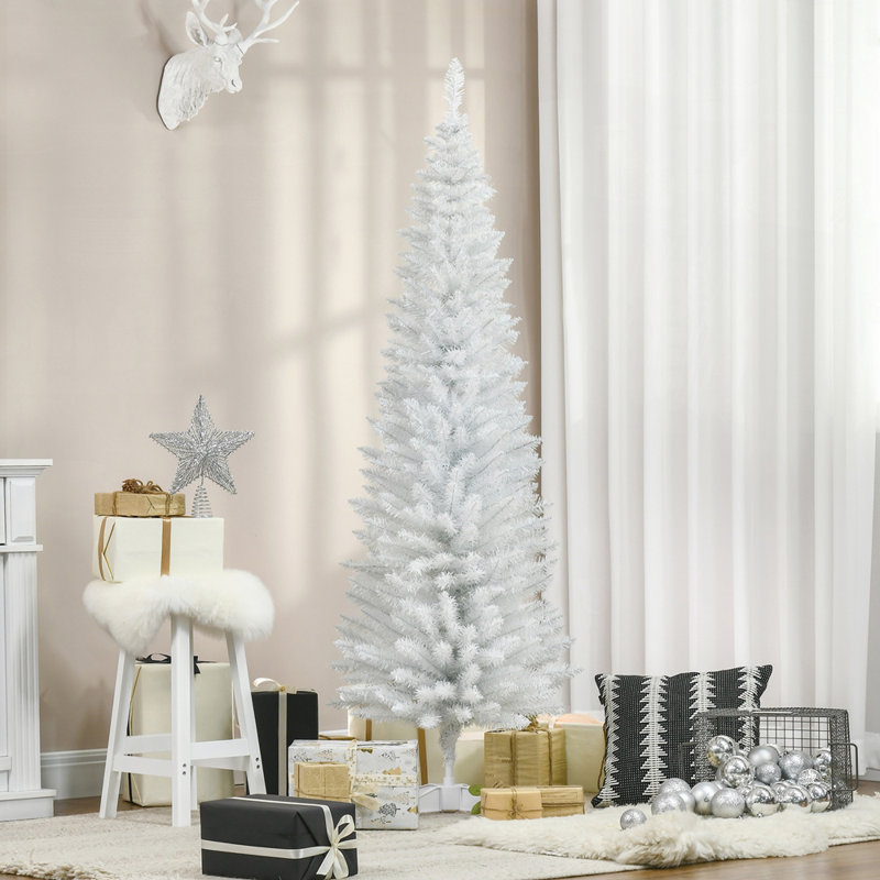 Arbre de Noël artificiel 6 pi avec 390 branches réalistes et un support en plastique durable, facile à assembler et à ranger, idéal pour les espaces compacts