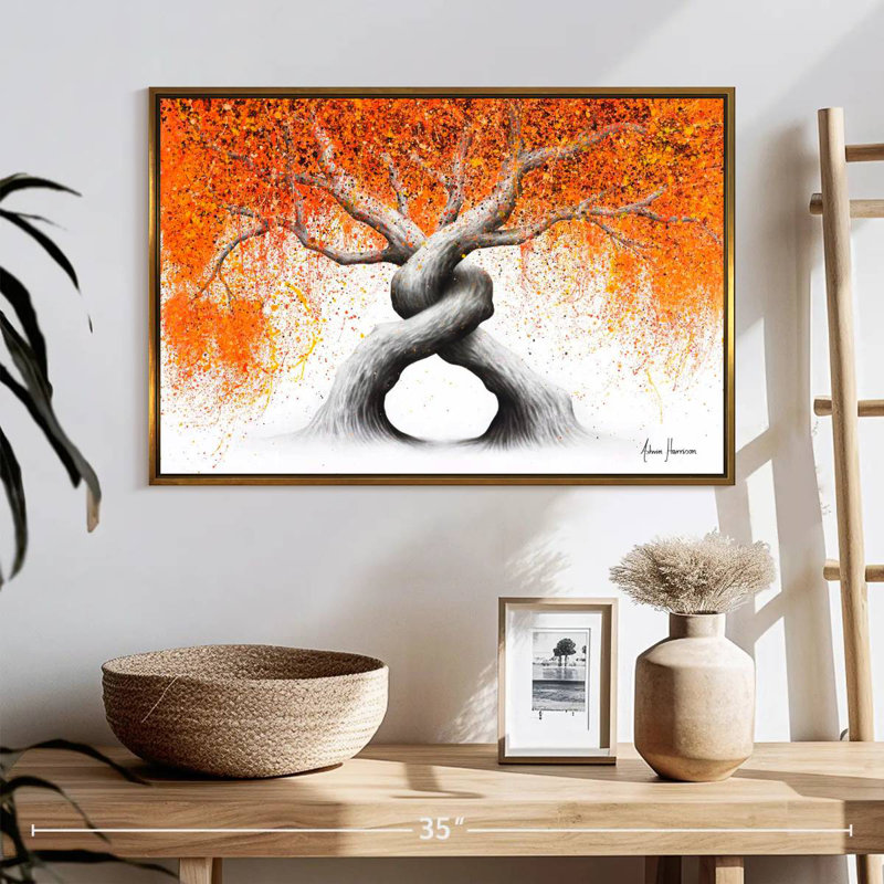 Torsade des arbres d'amour, 25 po x 17 po, Cadre flottant doré