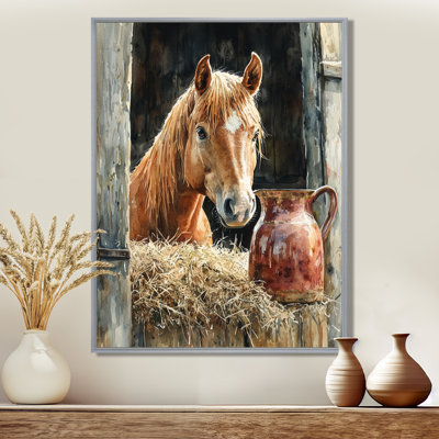 Portrait de cheval Dorinela à la grange I - cheval, art mural