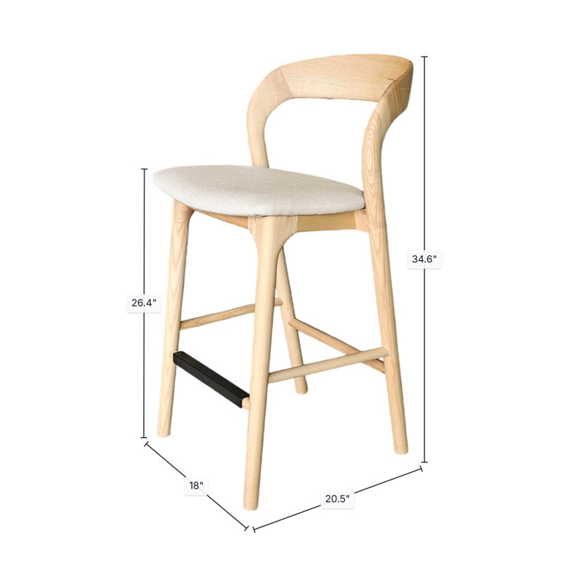 Tabouret de comptoir tapissier Rena, Beige