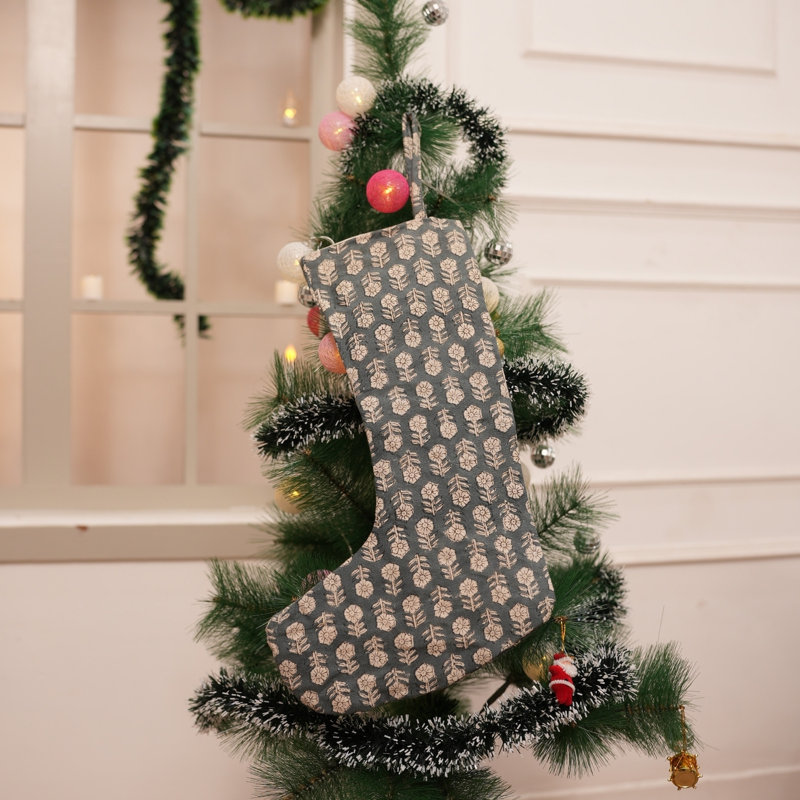 Chaussette de Noël artisanale en tissu Fabhibine, H 10 po x l 4,5 po