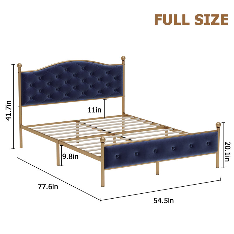 Lit plateforme Geraud, Double, Bleu