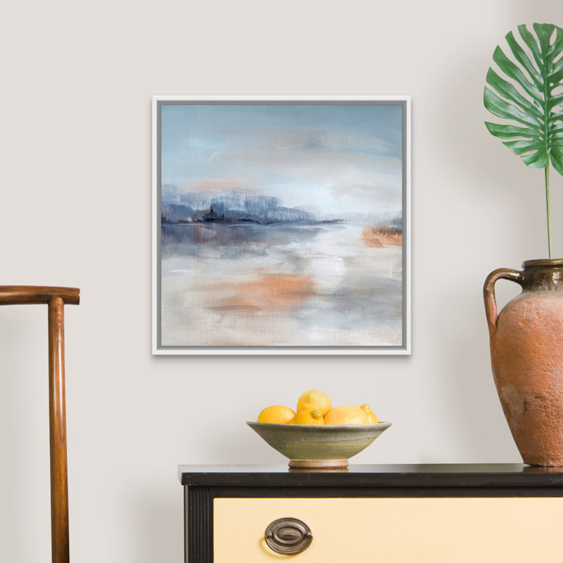 Aqua Terra - reproduction d'art sur toile, Cadre flottant blanc, H 21,7 po x l 21,7 po x P 1,75 po