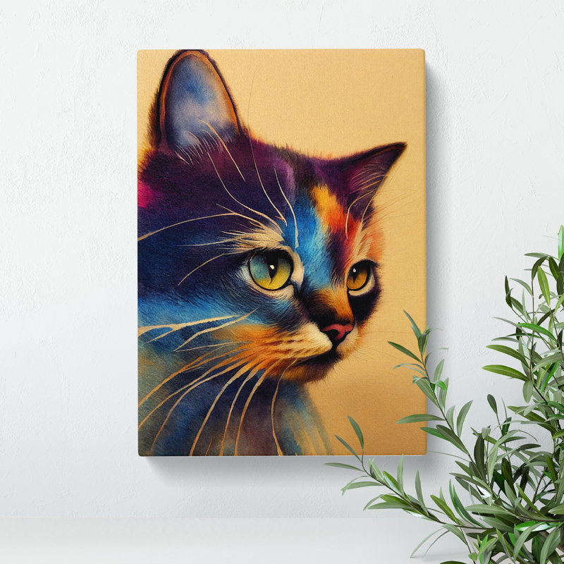 Watercolour Cat No.1 - Wrapped Canvas, 60cm H x 40cm W x 3cm D