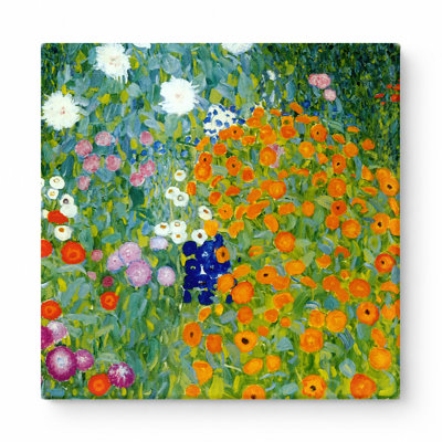 Bauerngarten / Flower Garden (1907) — Square Canvas Wall Art