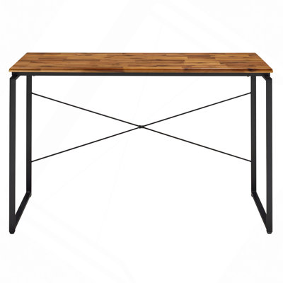 Sturdy Industrial Style Writing Desk With Faux Concrete Top And Metal Base