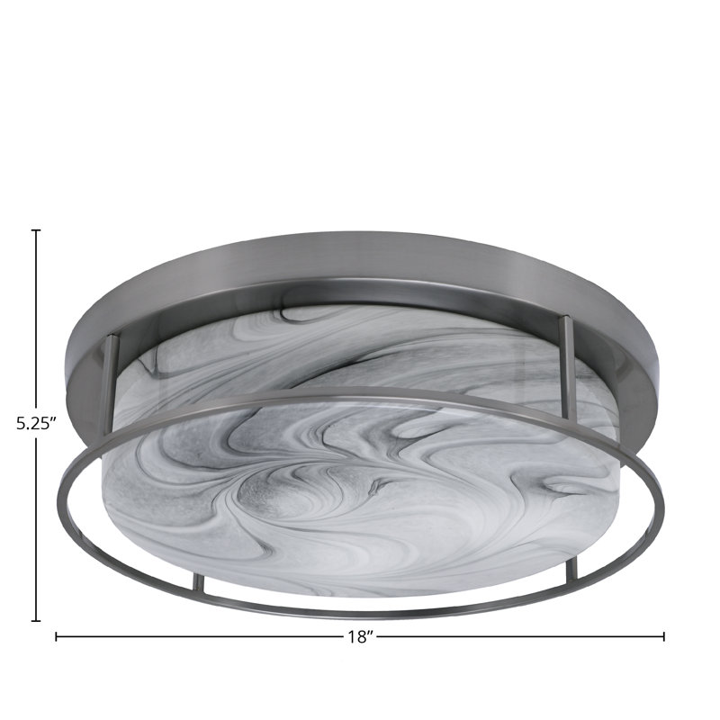 Plafonnier encastré Chinweotito 18 po, 4 ampoules, illustré en finition nickel brossé avec verre tourbillon onyx