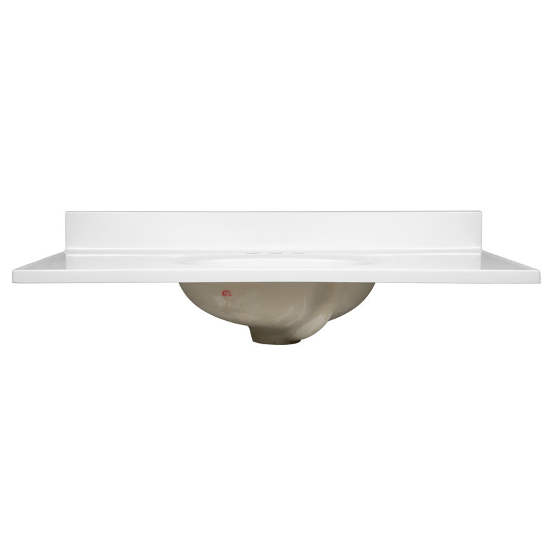 Ivory Swirl 37-Inch Cultured Marble Vanity Top with Integrated Backsplash