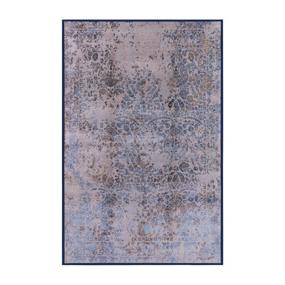 Tapis oriental brun clair / bleu / brun Hust